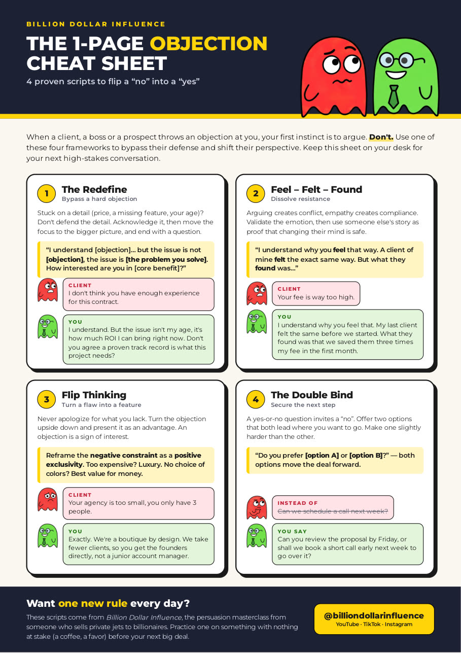 Preview of The 1-Page Objection Cheat Sheet